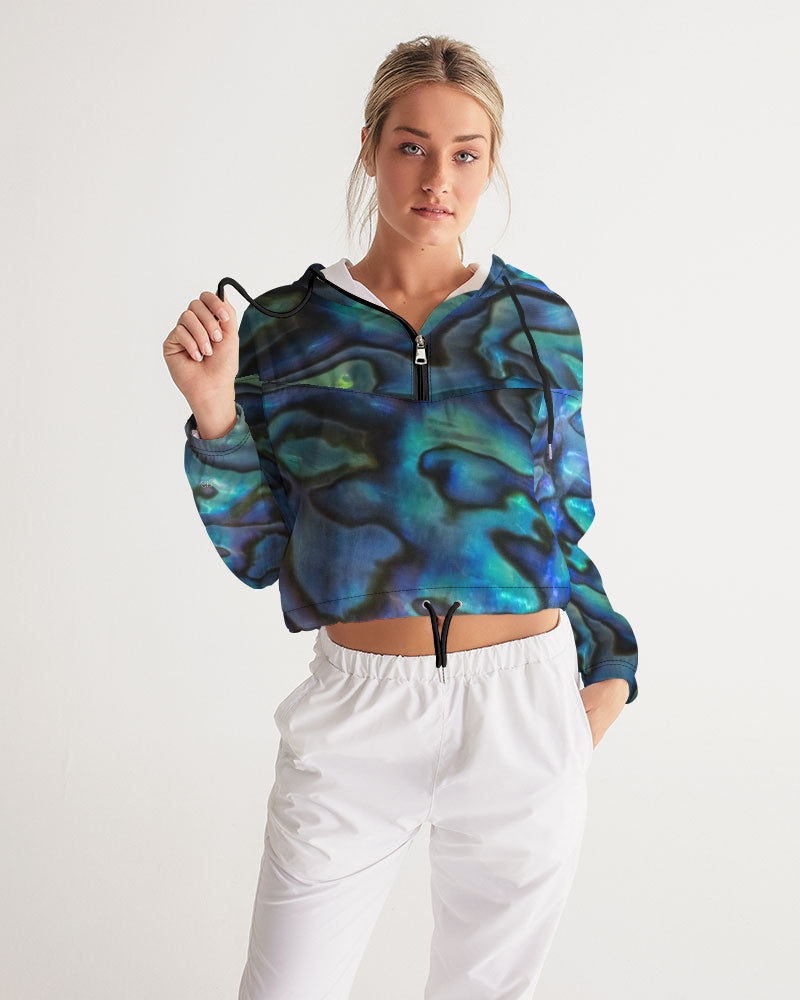 Paua Shell Treasure Women's Cropped Windbreaker