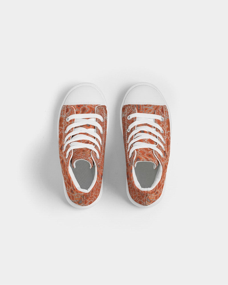 Agatized Ruby Red Gembone Kids Hightop Canvas Shoe