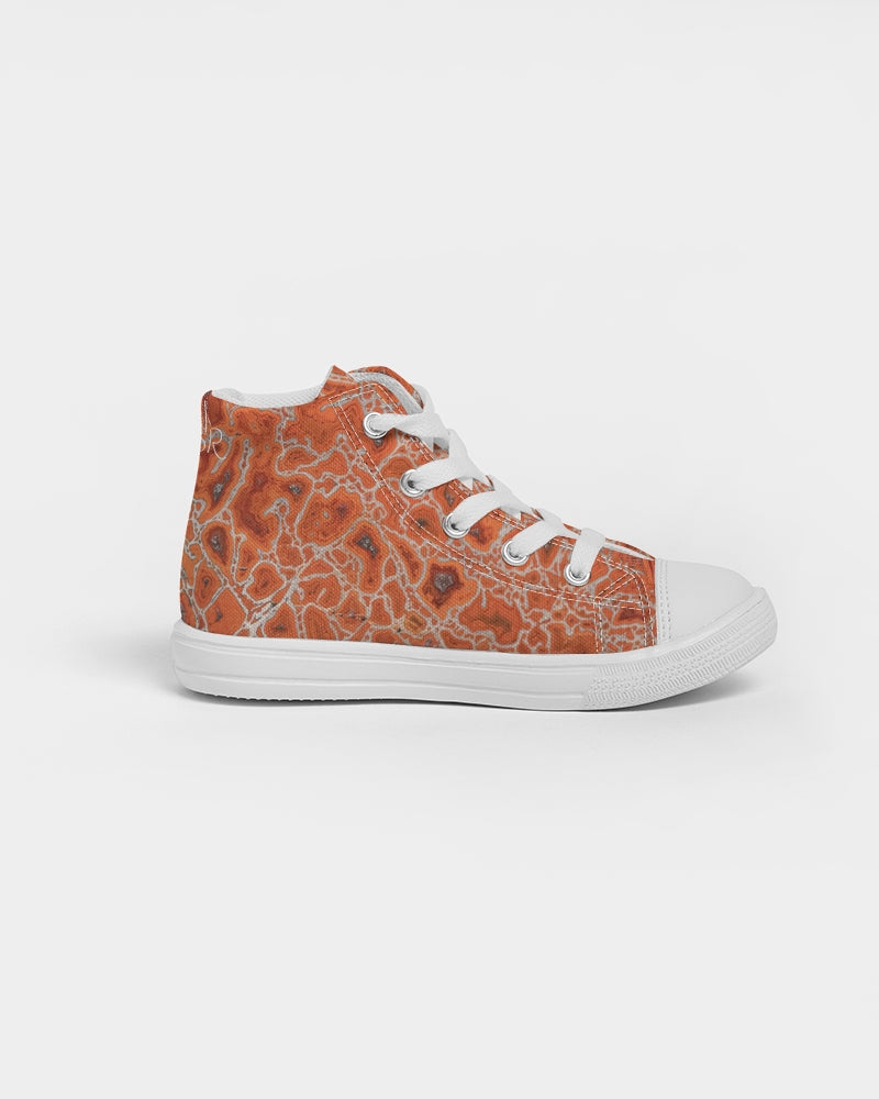 Agatized Ruby Red Gembone Kids Hightop Canvas Shoe