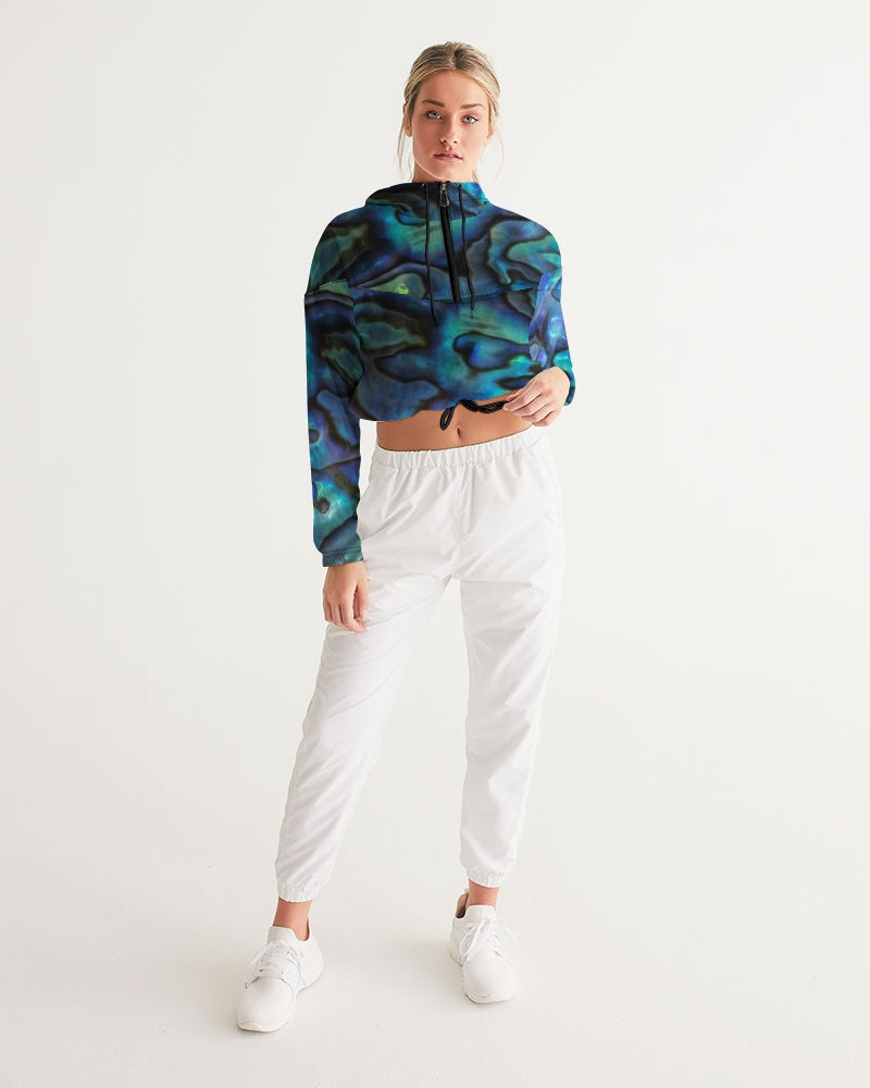 Paua Shell Treasure Women's Cropped Windbreaker