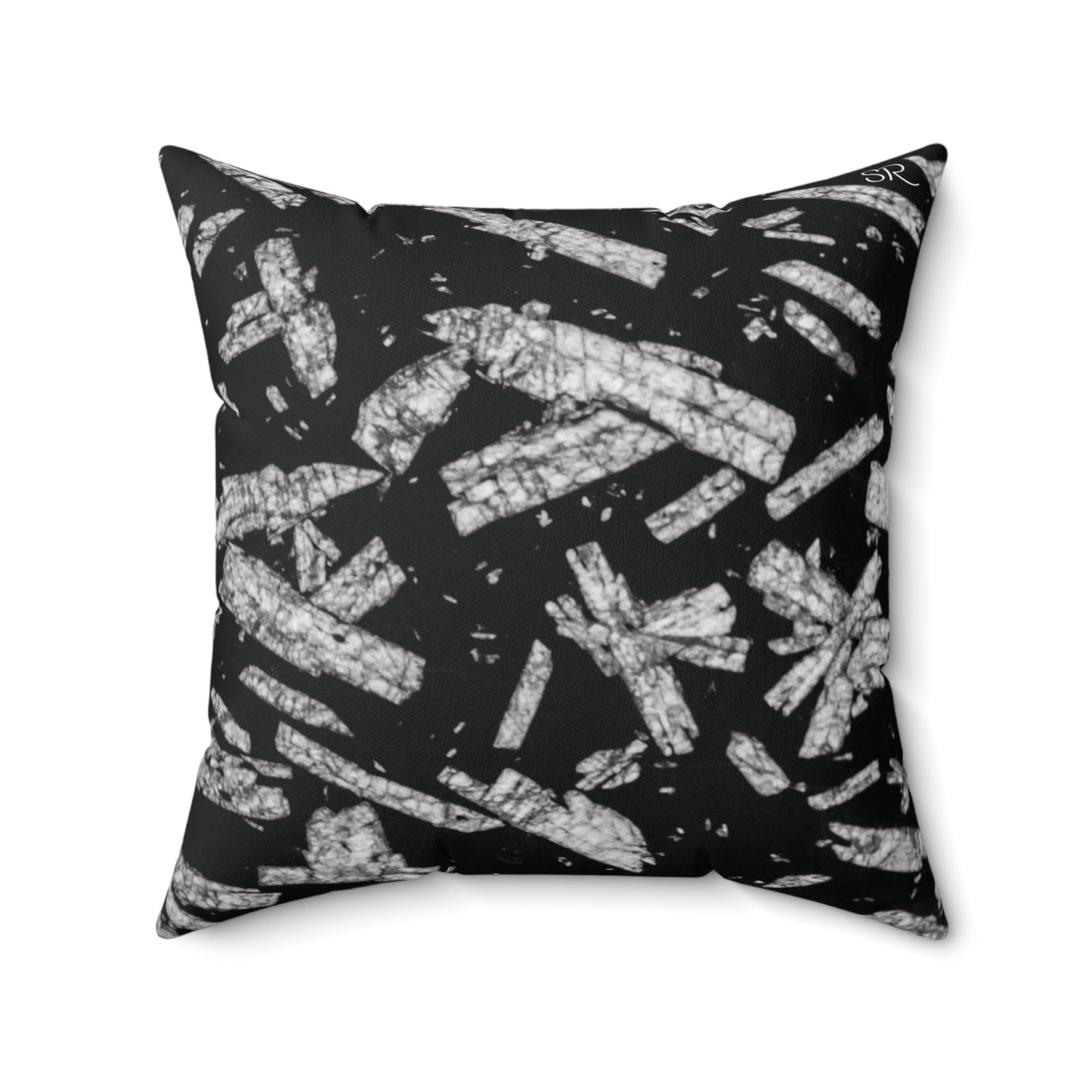 Chinese Writing Stone Life Energy Faux Suede Square Pillow