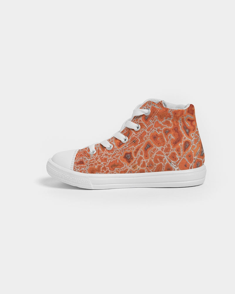 Agatized Ruby Red Gembone Kids Hightop Canvas Shoe