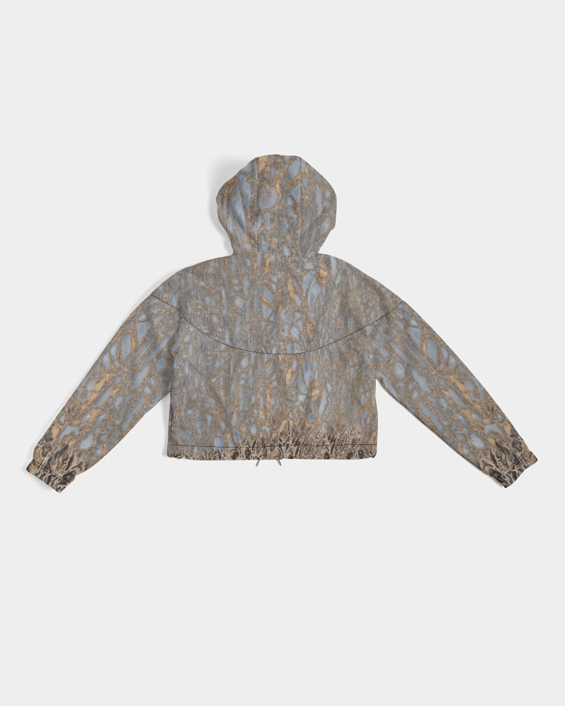 Agatized Noir & Baby Blue Gembone Cropped Windbreaker
