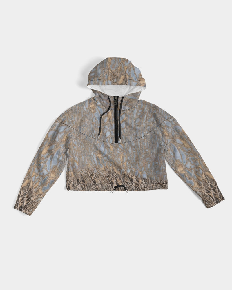 Agatized Noir & Baby Blue Gembone Cropped Windbreaker
