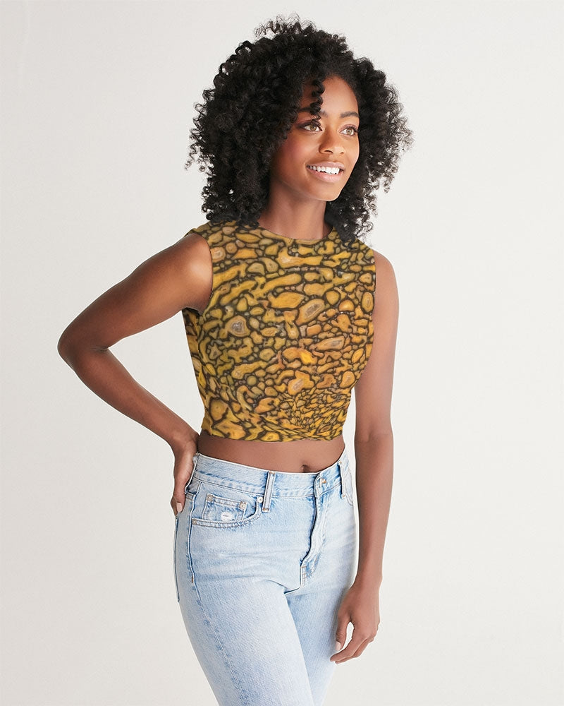Agatized Fantasy Yellow Gembone Women's Twist-Front Tank