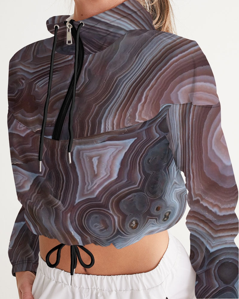 Botswana Agate Inspiration Women's Cropped Windbreaker