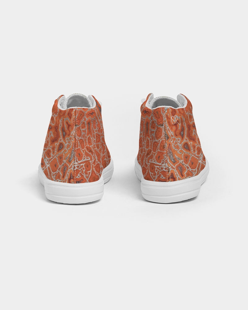 Agatized Ruby Red Gembone Kids Hightop Canvas Shoe