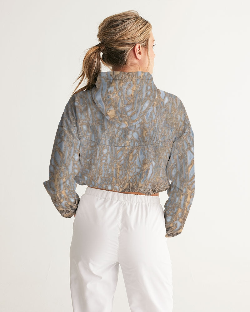 Agatized Noir & Baby Blue Gembone Cropped Windbreaker
