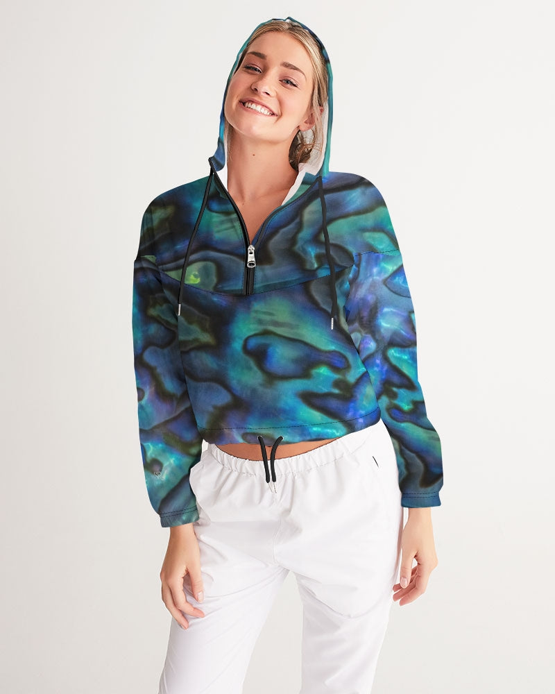Paua Shell Treasure Women's Cropped Windbreaker