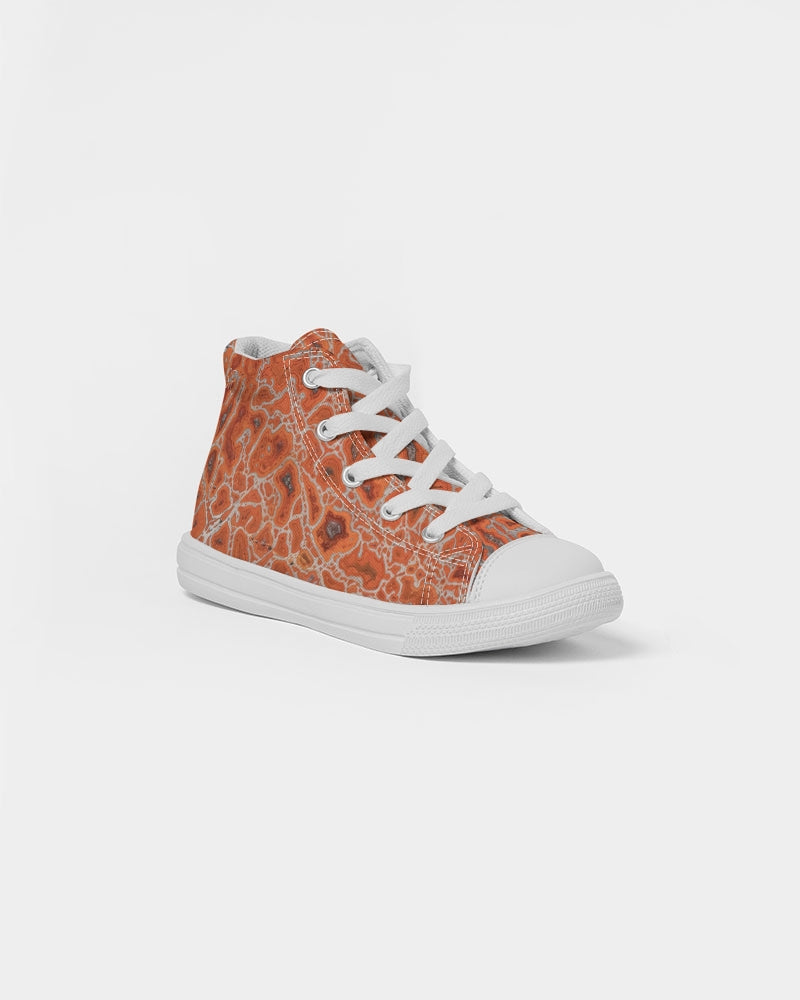 Agatized Ruby Red Gembone Kids Hightop Canvas Shoe