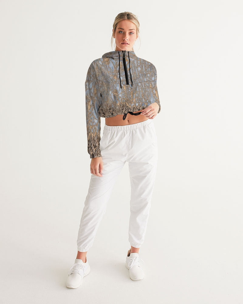 Agatized Noir & Baby Blue Gembone Cropped Windbreaker