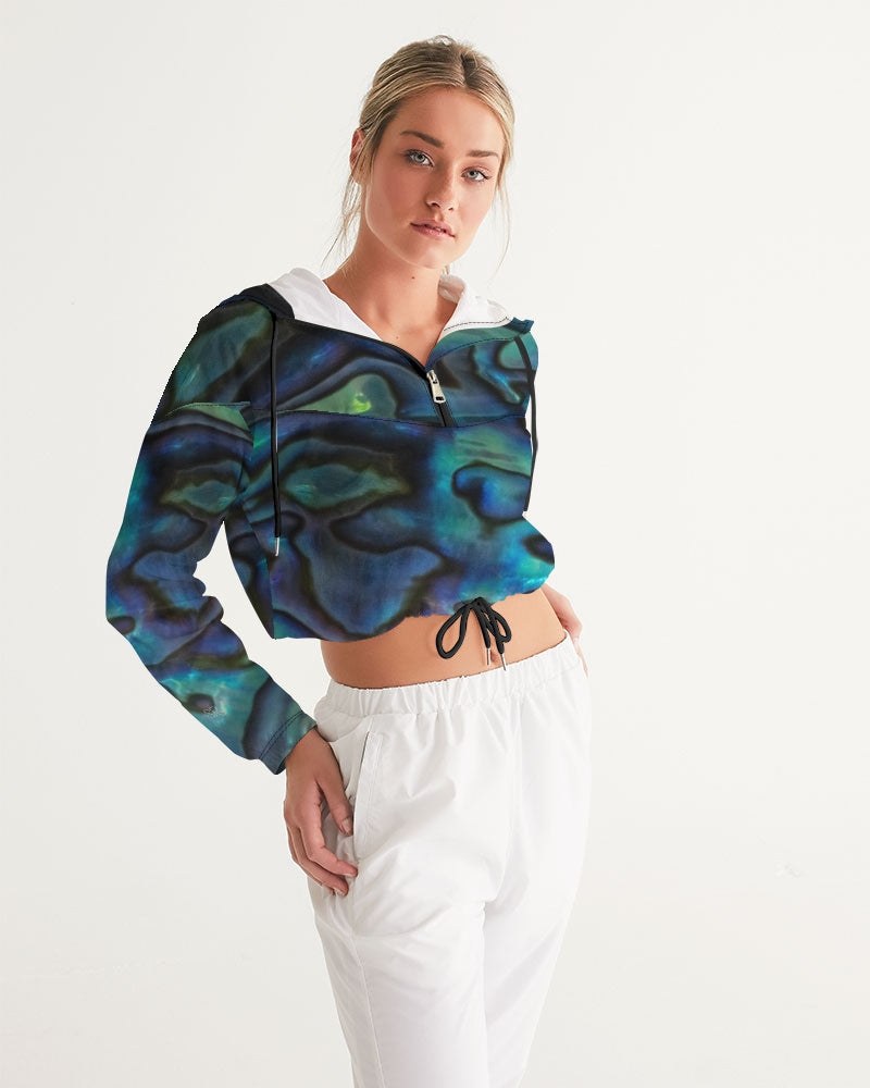 Paua Shell Treasure Women's Cropped Windbreaker