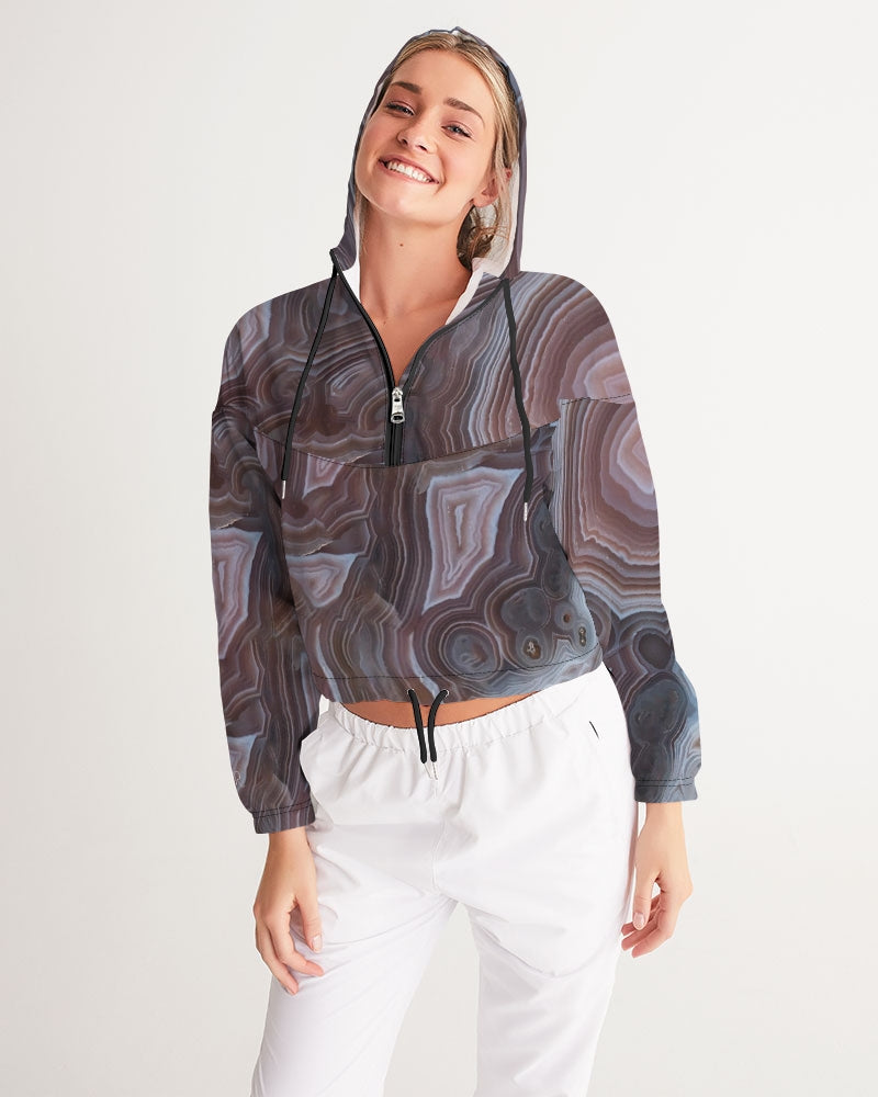Botswana Agate Inspiration Women's Cropped Windbreaker