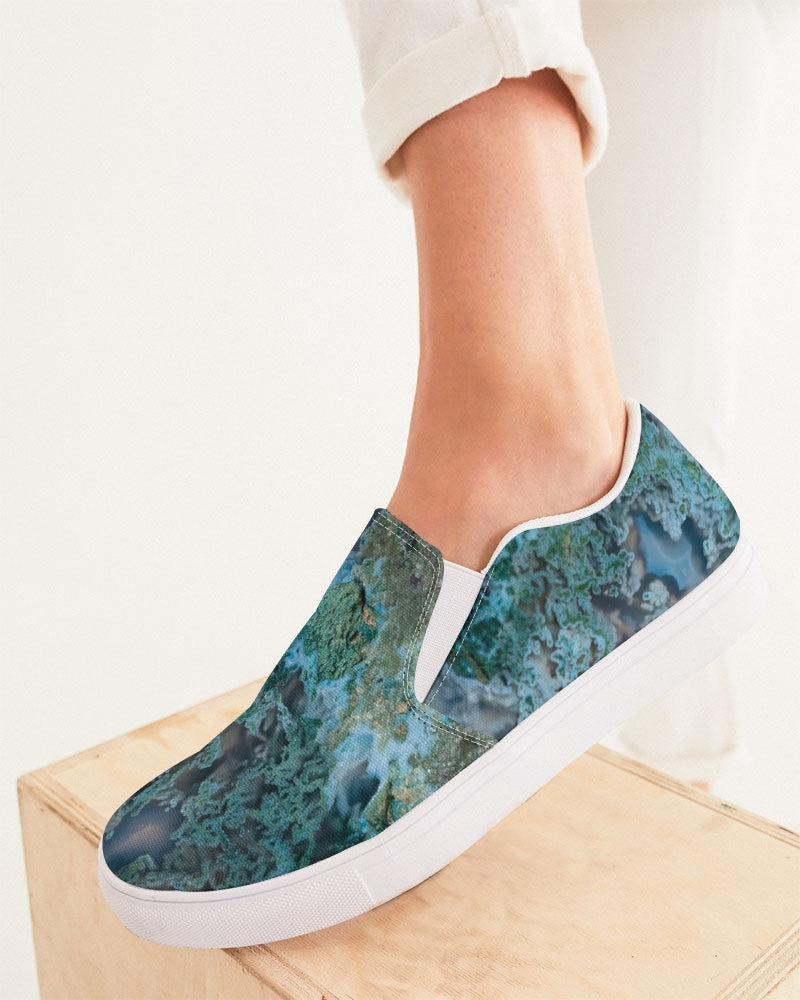 Green Moss Agate Women's Slip-On Canvas Shoe