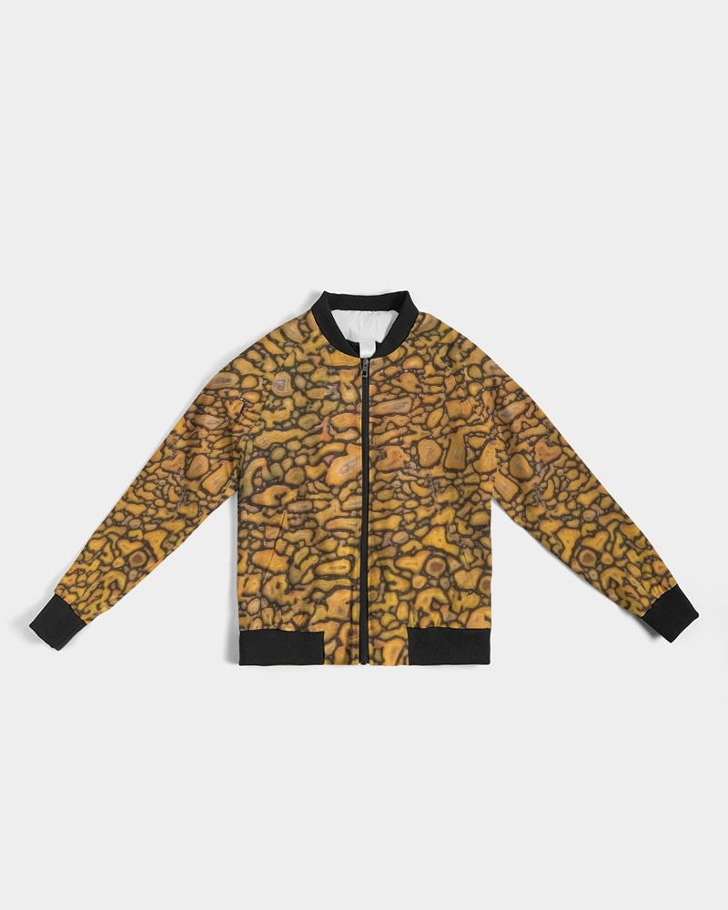 Agatized Fantasy Yellow Gembone Women's Bomber Jacket