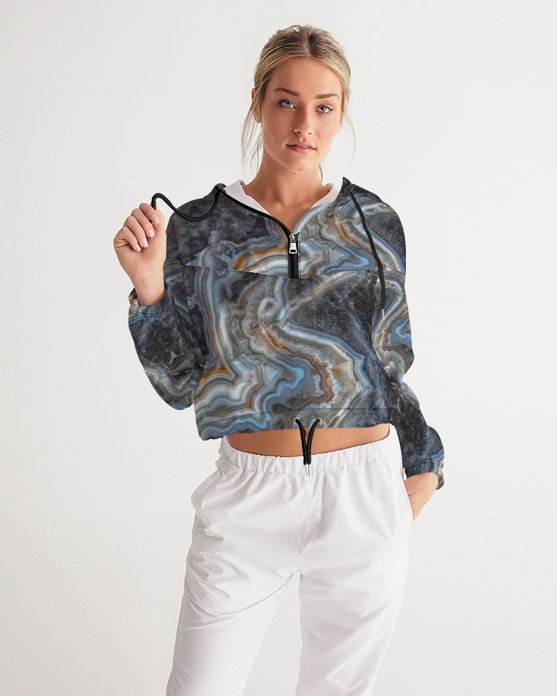 Crazy Lace Agate Striking Beauty Women's Cropped Windbreaker