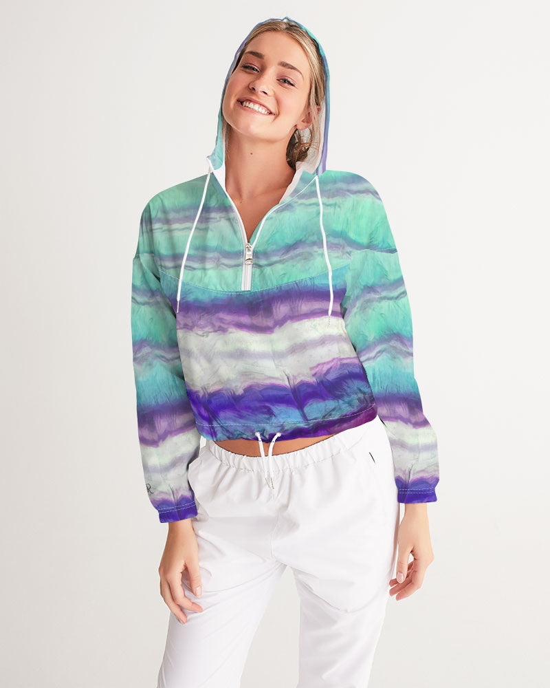 Rainbow Fluorite Metaphysical Women's Cropped Windbreaker