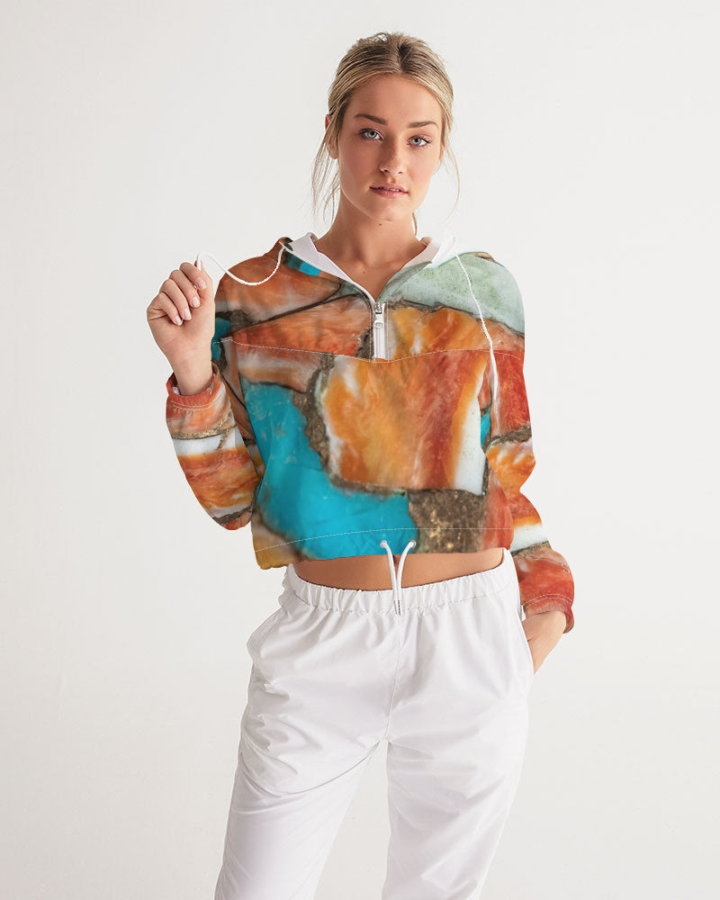 Oyster Turquoise Cropped Windbreaker