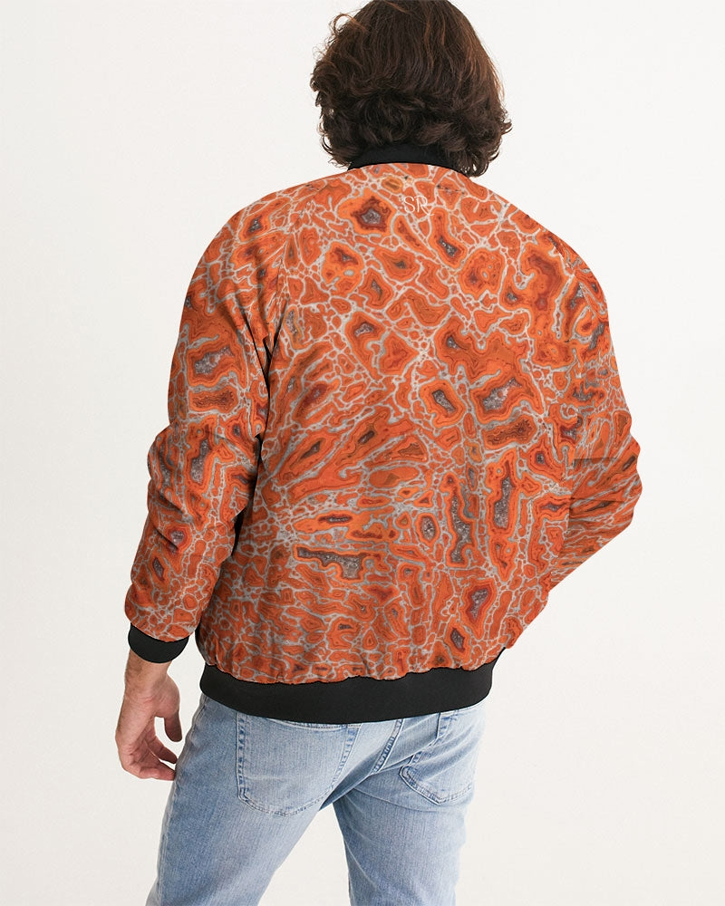 Agatized Ruby Red Gembone Bomber Jacket