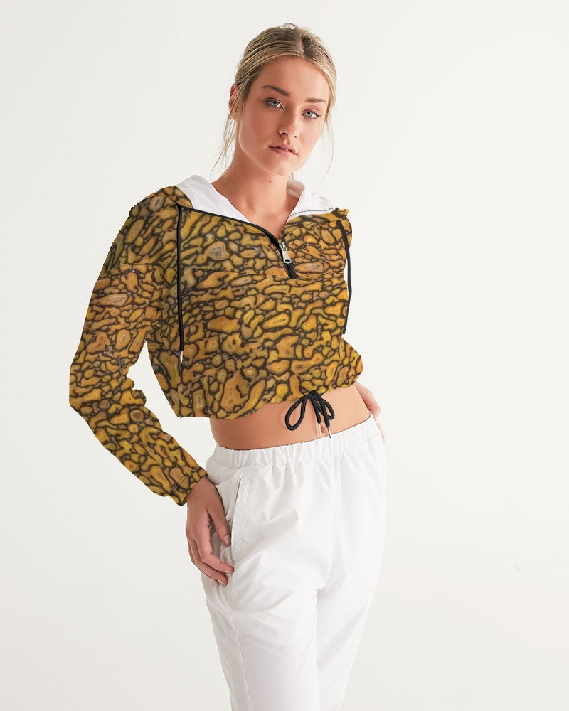 Agatized Fantasy Yellow Gembone Women's Cropped Windbreaker