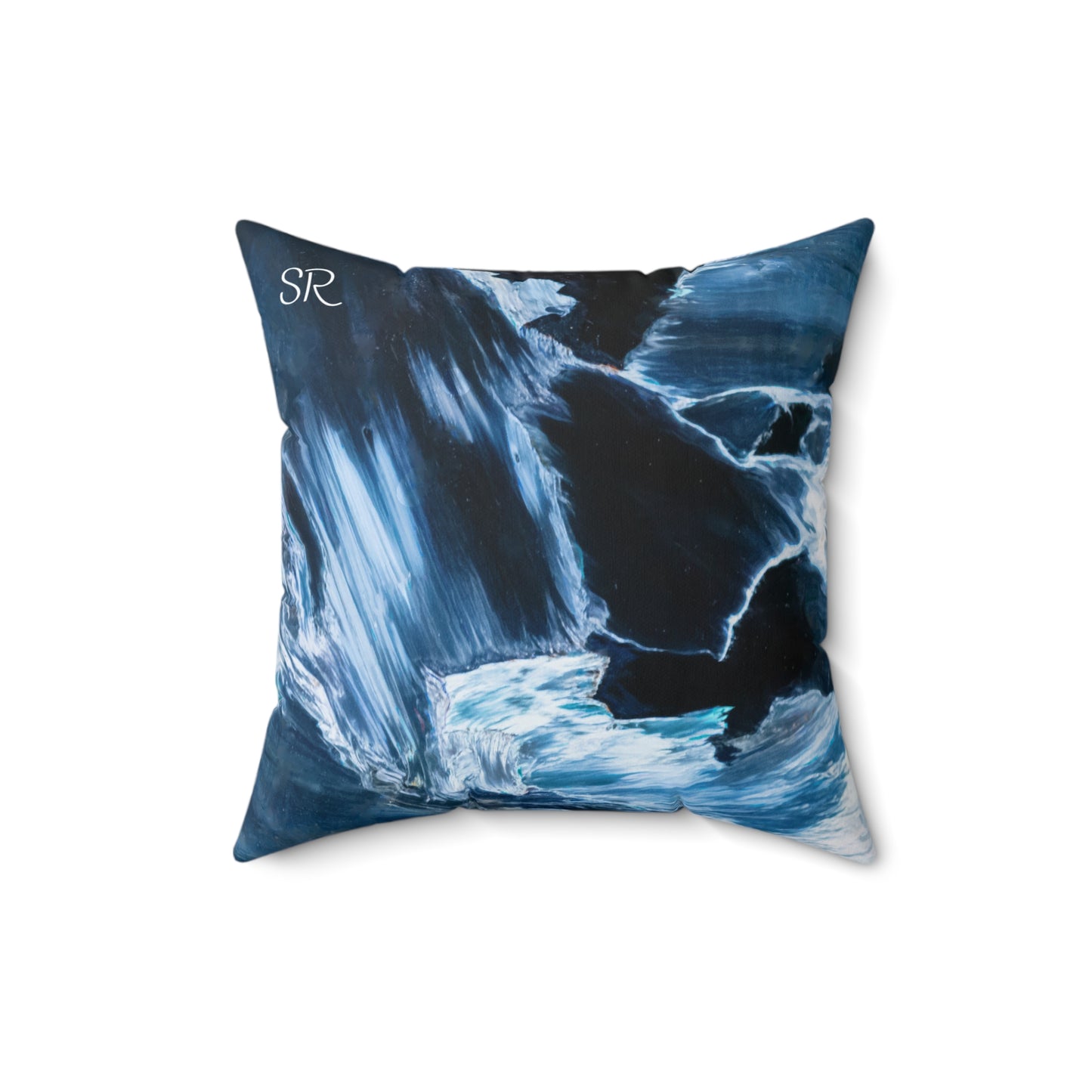 Blue Pietersite Faux Suede Square Pillow