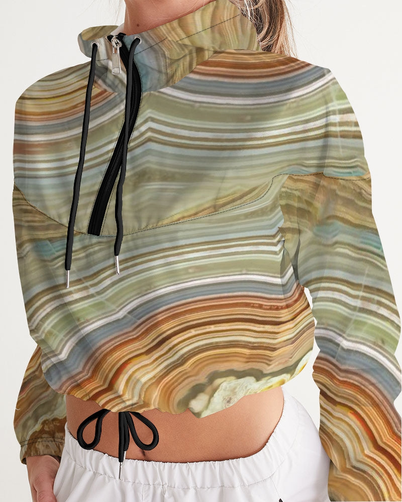 Crazy Lace Agate Joyfulness Women's Cropped Windbreaker