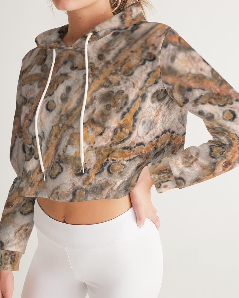 Leopard Skin Jasper Women's Cropped Hoodie