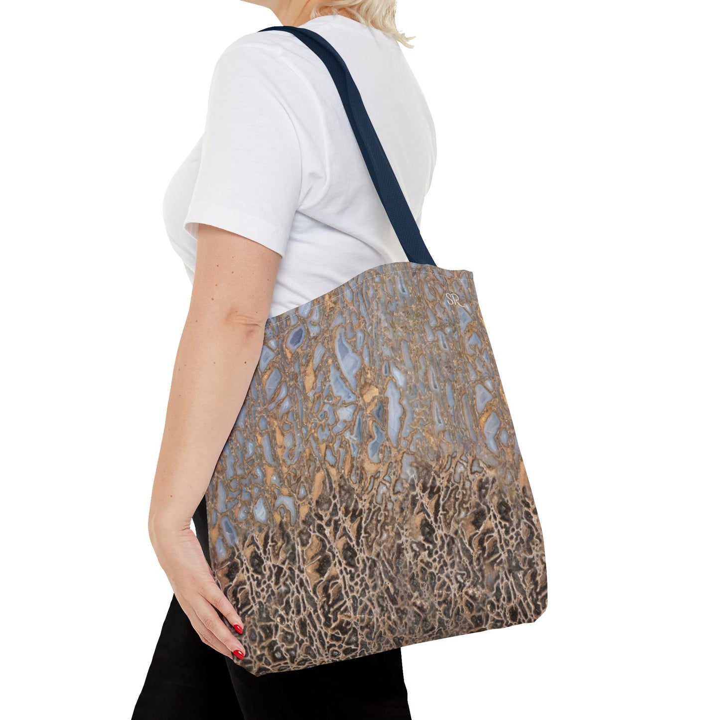 Agatized Noir & Baby Blue Gembone Tote