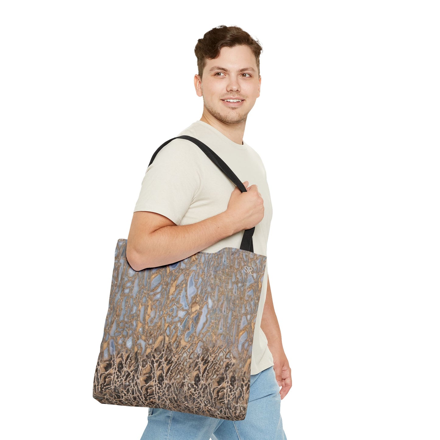 Agatized Noir & Baby Blue Gembone Tote