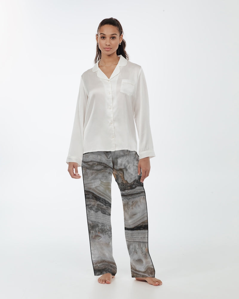 Travertine Onyx Powerful Vibrations Women's Satin Pajama Pants