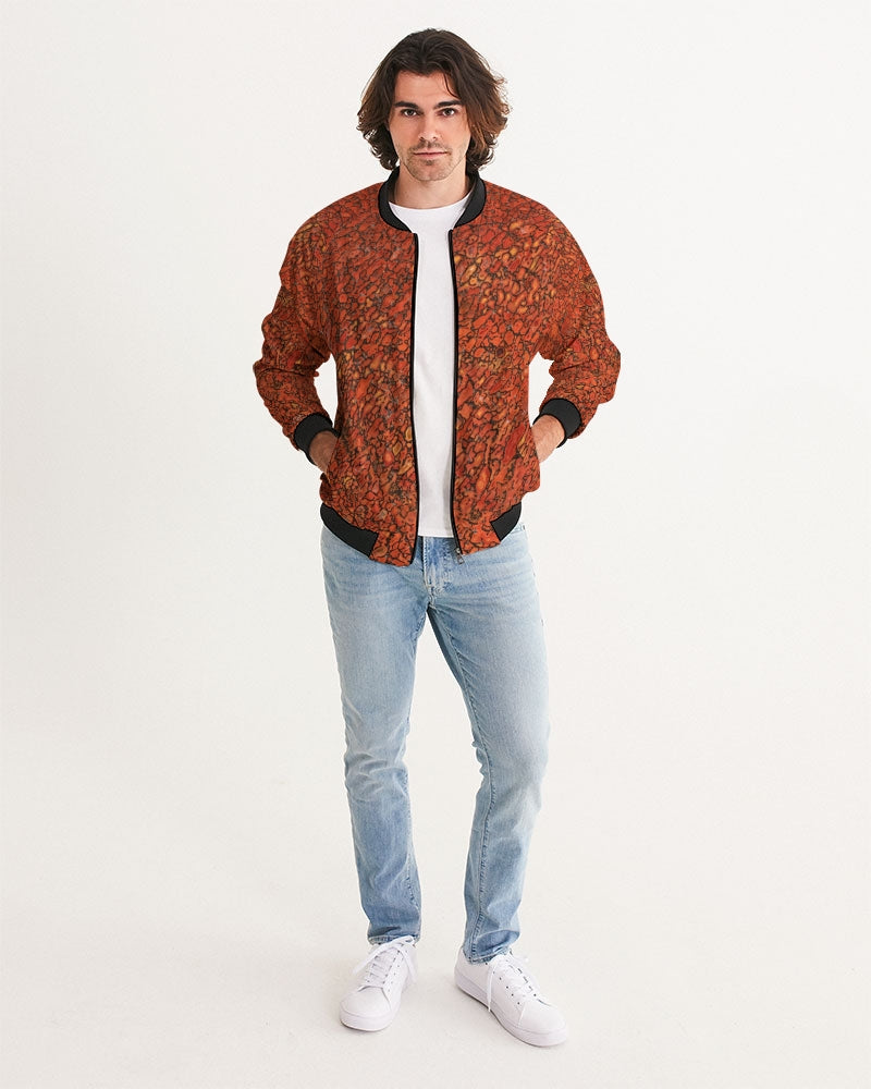 Agatized Richly Red Gembone Men's Bomber Jacket