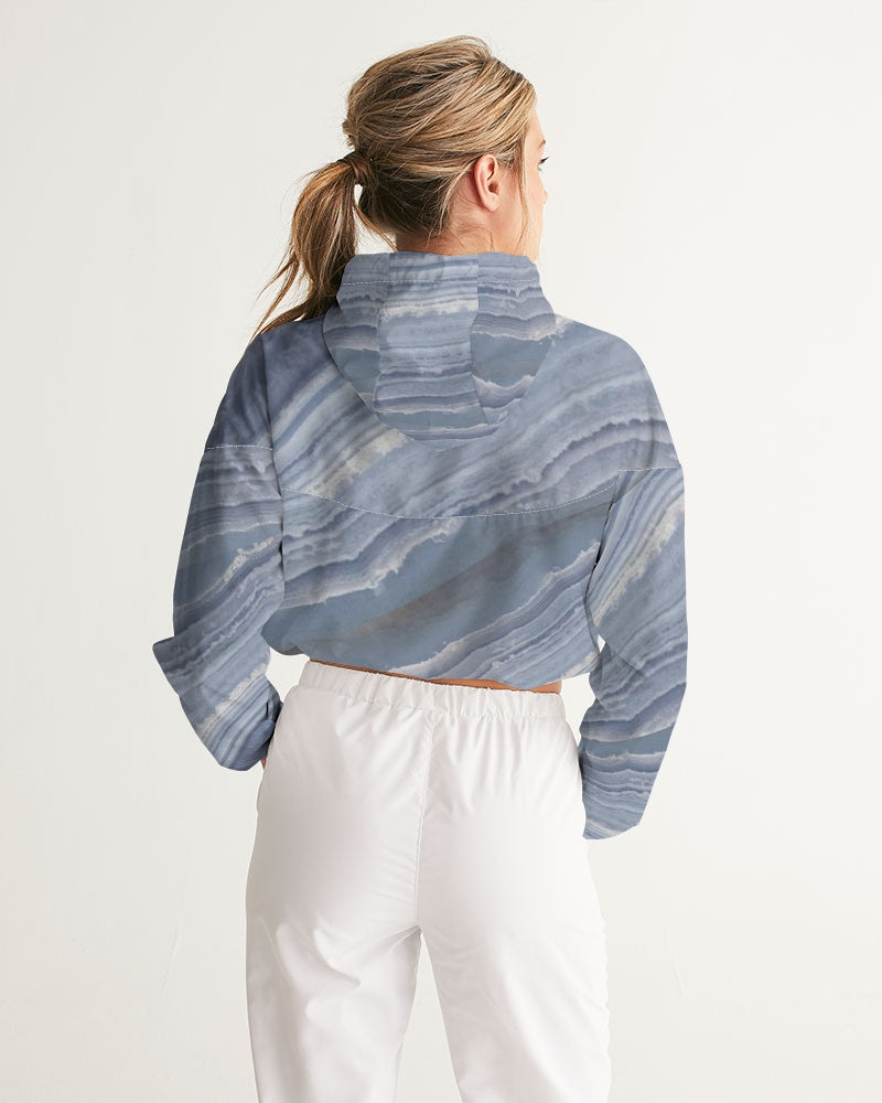 Blue Lace Nurturing Agate Women's Cropped Windbreaker