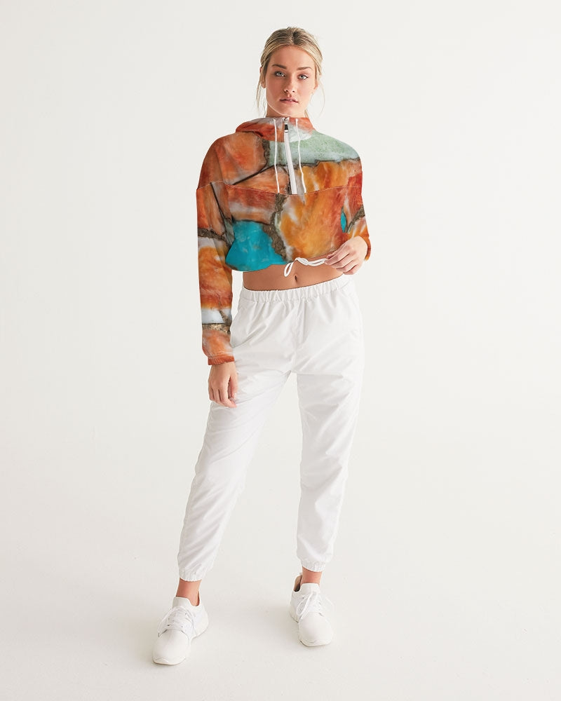 Oyster Turquoise Women's Cropped Windbreaker.