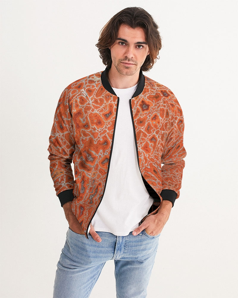 Agatized Ruby Red Gembone Bomber Jacket