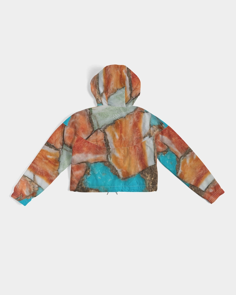 Oyster Turquoise Cropped Windbreaker