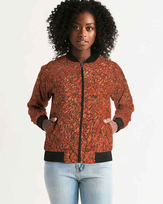 Agatized Richly Red Gembone Women's Bomber Jacket