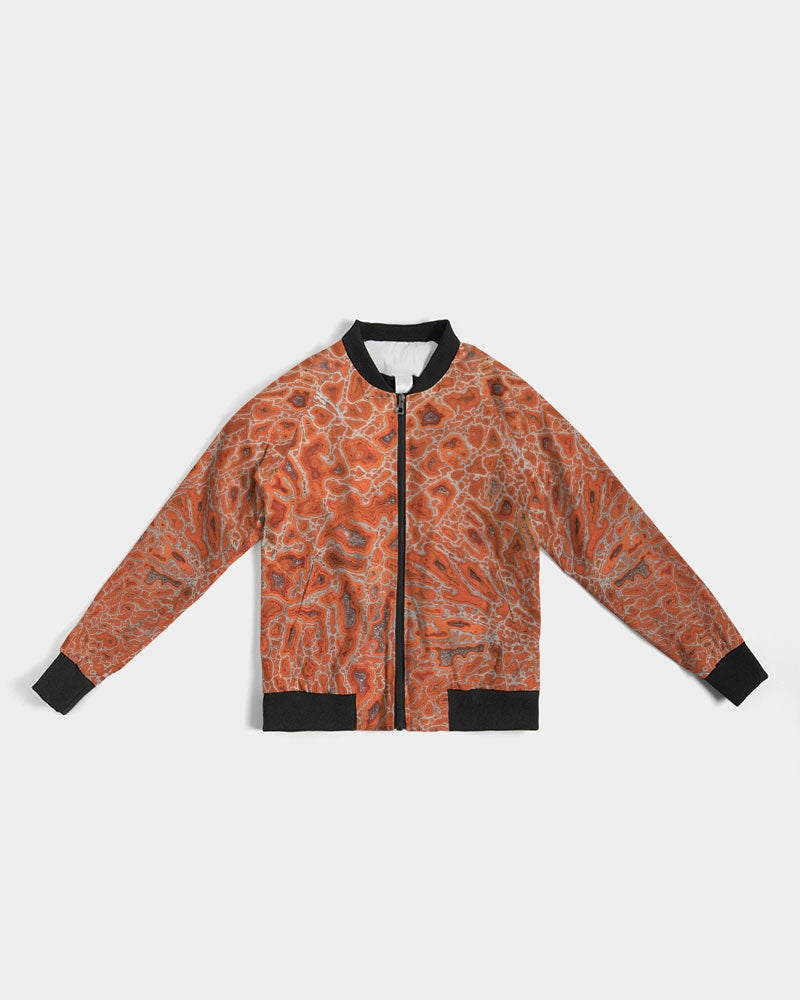 Agatized Ruby Red Gembone Bomber Jacket