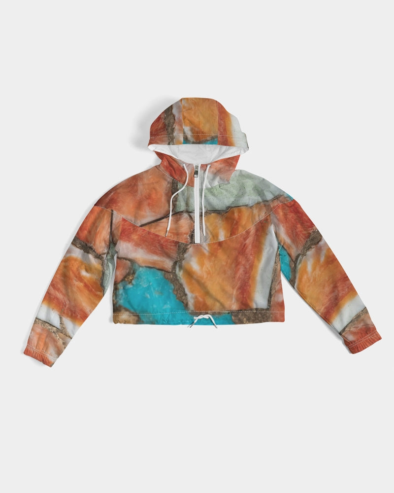 Oyster Turquoise Women's Cropped Windbreaker.