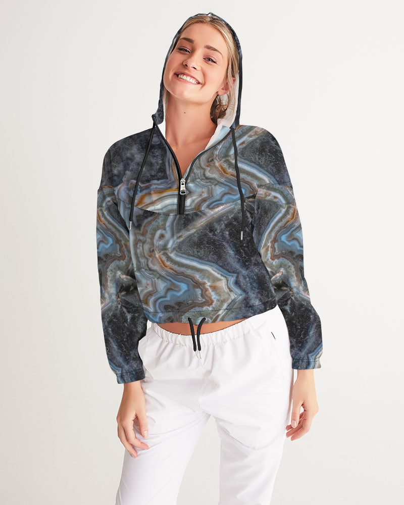 Crazy Lace Agate Striking Beauty Women's Cropped Windbreaker