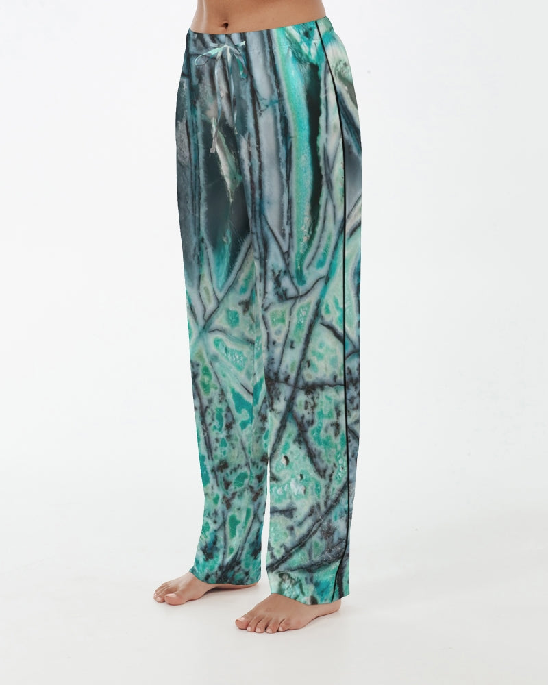 Indonesia Polyhedral Copper Women's Satin Pajama Pants