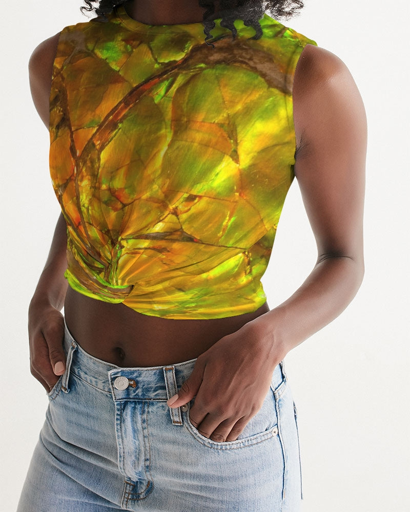 Ammolite Spiritual Growth & Energy Women's Jewel Twist-Front Tank