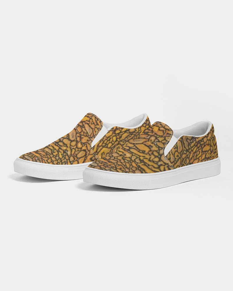 Agatized Fantasy Yellow Gembone Women's Slip-On Canvas Shoe