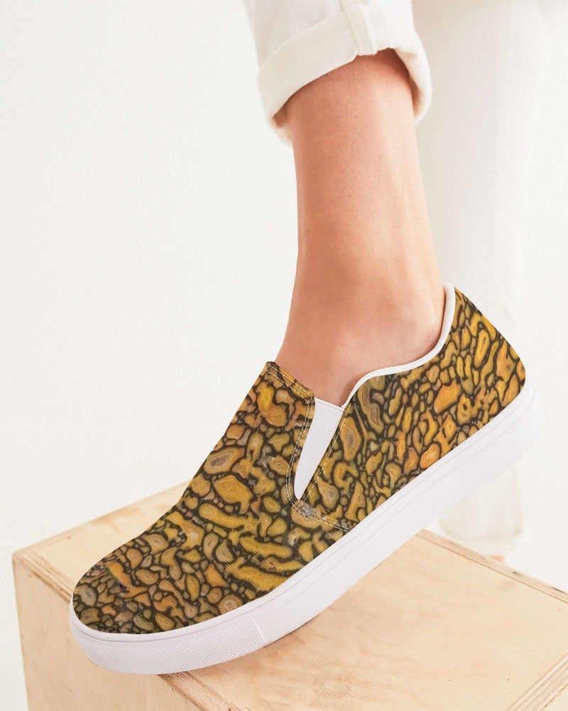 Agatized Fantasy Yellow Gembone Women's Slip-On Canvas Shoe