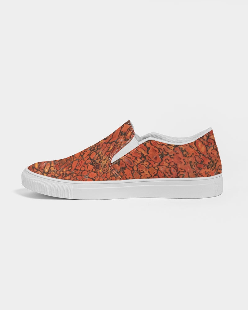 Agatized Richly Red Gembone Women's Slip-On Canvas Shoe