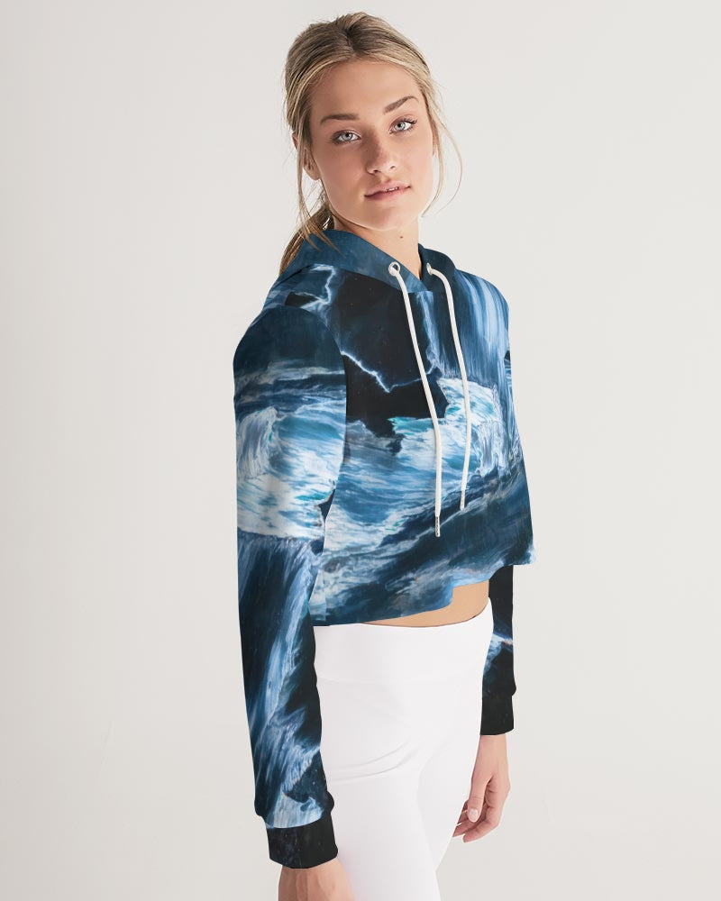 Blue Pietersite Women's Cropped Hoodie