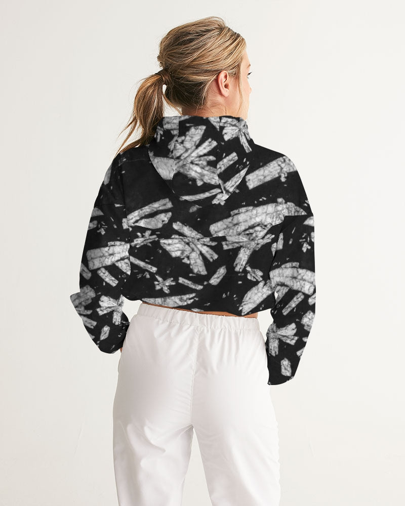 Chinese Writing Stone Life Force Women's Cropped Windbreaker