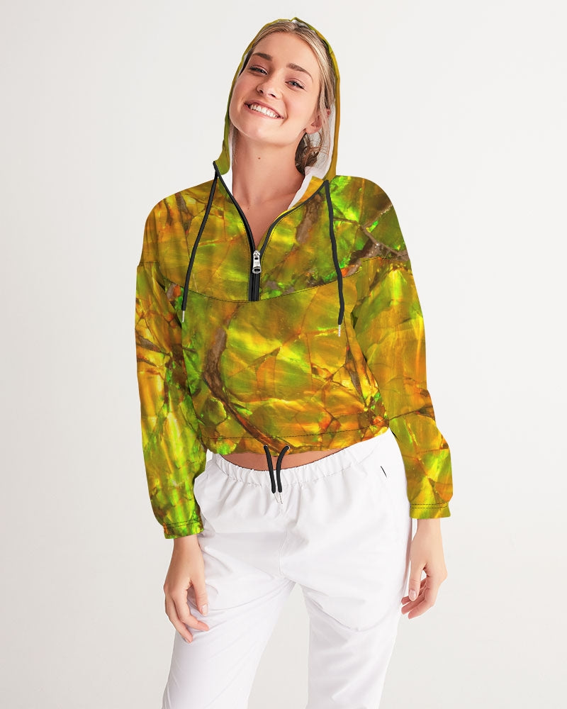 Ammolite Spiritual Growth & Energy Women's Jewel Cropped Windbreaker