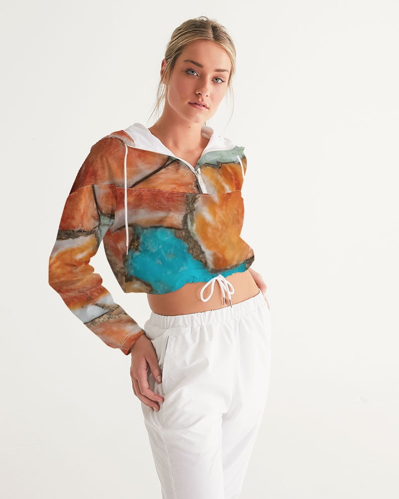 Oyster Turquoise Women's Cropped Windbreaker.