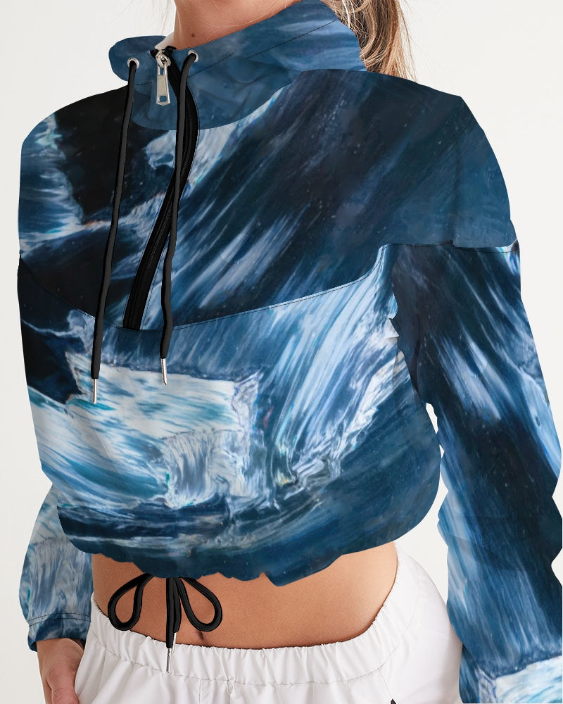 Blue Pietersite Women's Cropped Windbreaker