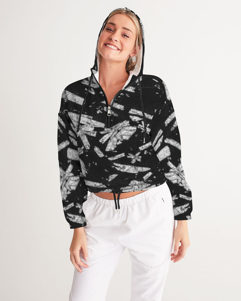 Chinese Writing Stone Life Force Women's Cropped Windbreaker